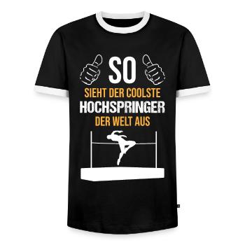 Coolest High Jumper World Class Athlete - Men's Ringer Shirt - black/white - Front - AI Model Female 172 light (172cm) & AI Model Male 178 light (178cm)