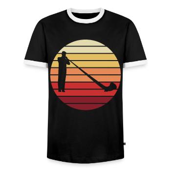 Alphorn Geschenk - Melodie im Abendrot - Männer Kontrast-T-Shirt - Schwarz/Weiß - Vorne - AI Model Female 172 light (172cm) & AI Model Male 178 light (178cm)