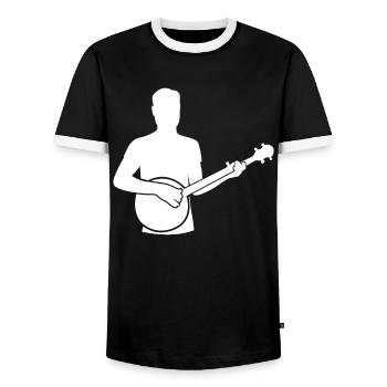Banjo Spiel - Geschenk für Musiker - Männer Kontrast-T-Shirt - Schwarz/Weiß - Vorne - AI Model Female 172 light (172cm) & AI Model Male 178 light (178cm)
