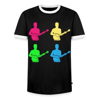 Banjo coloré - cadeau pour les fans de musique - T-shirt contrasté Homme - noir/blanc - Devant - AI Model Female 172 light (172cm) & AI Model Male 178 light (178cm)