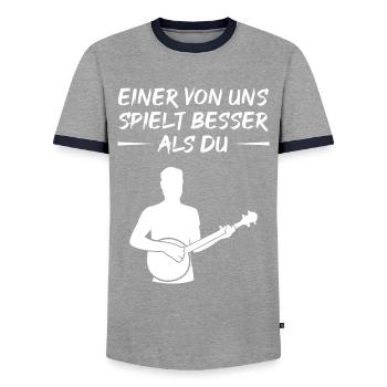 Banjo Challenge - Mieux que votre cadeau - T-shirt contrasté Homme - gris/marine  - Devant - AI Model Female 172 light (172cm) & AI Model Male 178 light (178cm)