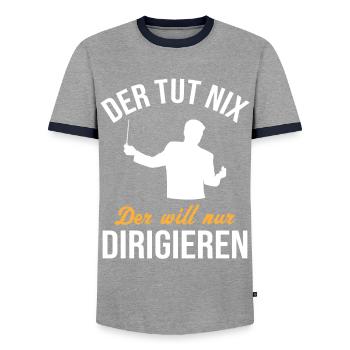 Chef d’orchestre inoffensif - Drôle de cadeau - T-shirt contrasté Homme - gris/marine  - Devant - AI Model Female 172 light (172cm) & AI Model Male 178 light (178cm)