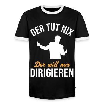 Harmless Conductor - Funny Gift - Men's Ringer Shirt - black/white - Front - AI Model Female 172 light (172cm) & AI Model Male 178 light (178cm)