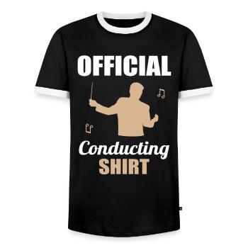 Official Conducting Shirt - Gift for Maestros - Men's Ringer Shirt - black/white - Front - AI Model Female 172 light (172cm) & AI Model Male 178 light (178cm)