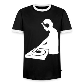 Groove Master - A Must-Have Gift for DJs - Men's Ringer Shirt - black/white - Front - AI Model Female 172 light (172cm) & AI Model Male 178 light (178cm)