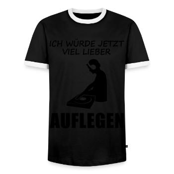 I'd rather DJ than anything else as a gift - Men's Ringer Shirt - black/white - Front - AI Model Female 172 light (172cm) & AI Model Male 178 light (178cm)