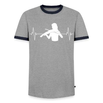 Heartbeat Violin Music Passion Gift - Men's Ringer Shirt - grey/navy  - Front - AI Model Female 172 light (172cm) & AI Model Male 178 light (178cm)