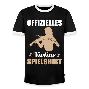 Official Violin Practice Shirt - Men's Ringer Shirt - black/white - Front - AI Model Female 172 light (172cm) & AI Model Male 178 light (178cm)