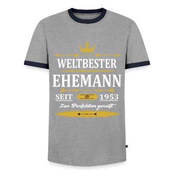 Weltbester Ehemann Seit 1953 Vintage Hochzeitstag - Männer Kontrast-T-Shirt - Grau/Navy  - Vorne - AI Model Female 172 light (172cm) & AI Model Male 178 light (178cm)