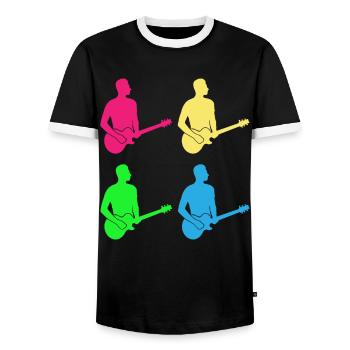 Colorful Guitarists Harmony Gift Shirt - Men's Ringer Shirt - black/white - Front - AI Model Female 172 light (172cm) & AI Model Male 178 light (178cm)