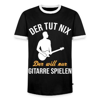 Quiet Guitar Player Gift Shirt - Men's Ringer Shirt - black/white - Front - AI Model Female 172 light (172cm) & AI Model Male 178 light (178cm)