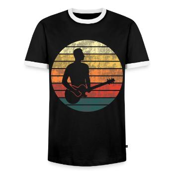 Guitarist Sunset Gift Moment - Men's Ringer Shirt - black/white - Front - AI Model Female 172 light (172cm) & AI Model Male 178 light (178cm)