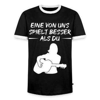 Meilleur défi de jeu de guitare - T-shirt contrasté Homme - noir/blanc - Devant - AI Model Female 172 light (172cm) & AI Model Male 178 light (178cm)