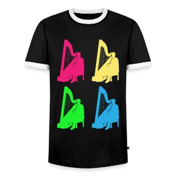 Colorful Harp Sounds Variety Gift - Men's Ringer Shirt - black/white - Front - AI Model Female 172 light (172cm) & AI Model Male 178 light (178cm)