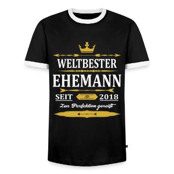 Weltbester Ehemann Seit 2018 Vintage Hochzeitstag - Männer Kontrast-T-Shirt - Schwarz/Weiß - Vorne - AI Model Female 172 light (172cm) & AI Model Male 178 light (178cm)