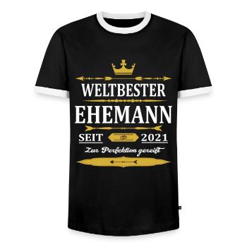 Weltbester Ehemann Seit 2021 Vintage Hochzeitstag - Männer Kontrast-T-Shirt - Schwarz/Weiß - Vorne - AI Model Female 172 light (172cm) & AI Model Male 178 light (178cm)