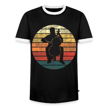 Dusk Bass Virtuoso - Men's Ringer Shirt - black/white - Front - AI Model Female 172 light (172cm) & AI Model Male 178 light (178cm)