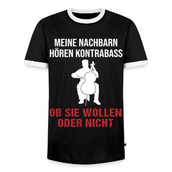 Nachbarschaft Basskonzert Garantiert - Männer Kontrast-T-Shirt - Schwarz/Weiß - Vorne - AI Model Female 172 light (172cm) & AI Model Male 178 light (178cm)