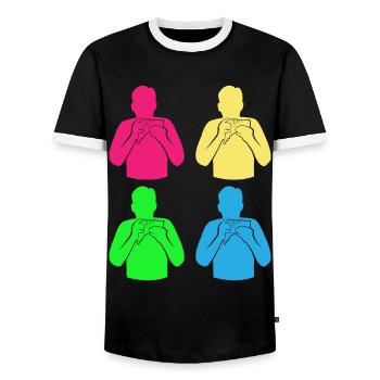 Magie du Quatuor de flûtes de Pan coloré - cadeau - T-shirt contrasté Homme - noir/blanc - Devant - AI Model Female 172 light (172cm) & AI Model Male 178 light (178cm)