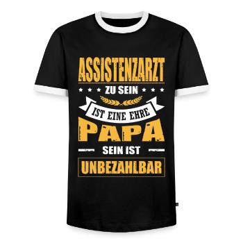 Assistenzarzt Sein Eine Ehre Papa Sein Unbezahlbar - Männer Kontrast-T-Shirt - Schwarz/Weiß - Vorne - AI Model Female 172 light (172cm) & AI Model Male 178 light (178cm)