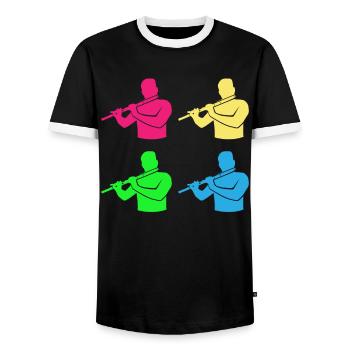 Flûtes Ensemble Bunte Harmonie - T-shirt contrasté Homme - noir/blanc - Devant - AI Model Female 172 light (172cm) & AI Model Male 178 light (178cm)