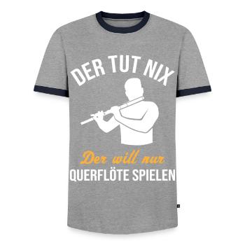 Blague inoffensive sur le joueur de flûte - T-shirt contrasté Homme - gris/marine  - Devant - AI Model Female 172 light (172cm) & AI Model Male 178 light (178cm)