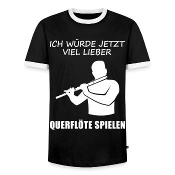 Je préfère jouer de la flûte musicienne en disant - T-shirt contrasté Homme - noir/blanc - Devant - AI Model Female 172 light (172cm) & AI Model Male 178 light (178cm)