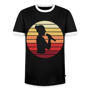 Sängerin Sonnenuntergang Melodie - Männer Kontrast-T-Shirt - Schwarz/Weiß - Vorne - AI Model Female 172 light (172cm) & AI Model Male 178 light (178cm)