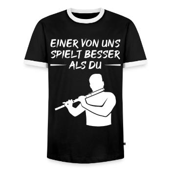 Superior Flutist Saying Gift - Men's Ringer Shirt - black/white - Front - AI Model Female 172 light (172cm) & AI Model Male 178 light (178cm)
