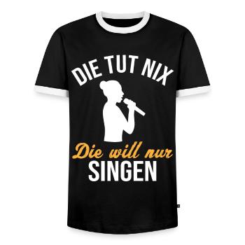 Unschuldig Singende Sängerin - Geschenk - Männer Kontrast-T-Shirt - Schwarz/Weiß - Vorne - AI Model Female 172 light (172cm) & AI Model Male 178 light (178cm)
