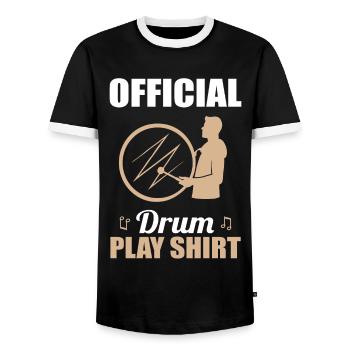 Official Drummer Outfit Game Shirt - Men's Ringer Shirt - black/white - Front - AI Model Female 172 light (172cm) & AI Model Male 178 light (178cm)