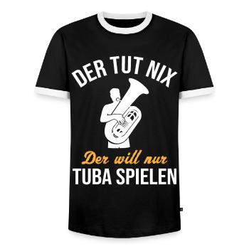 Harmloser Tuba Spieler Musikfan Geschenk - Männer Kontrast-T-Shirt - Schwarz/Weiß - Vorne - AI Model Female 172 light (172cm) & AI Model Male 178 light (178cm)