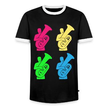 Colorful Tuba Game Joy Music Gift - Men's Ringer Shirt - black/white - Front - AI Model Female 172 light (172cm) & AI Model Male 178 light (178cm)