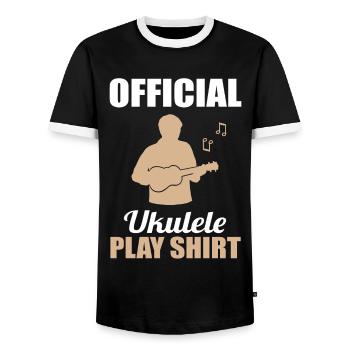 Offizielles Ukulele Spielshirt Melodie - Männer Kontrast-T-Shirt - Schwarz/Weiß - Vorne - AI Model Female 172 light (172cm) & AI Model Male 178 light (178cm)