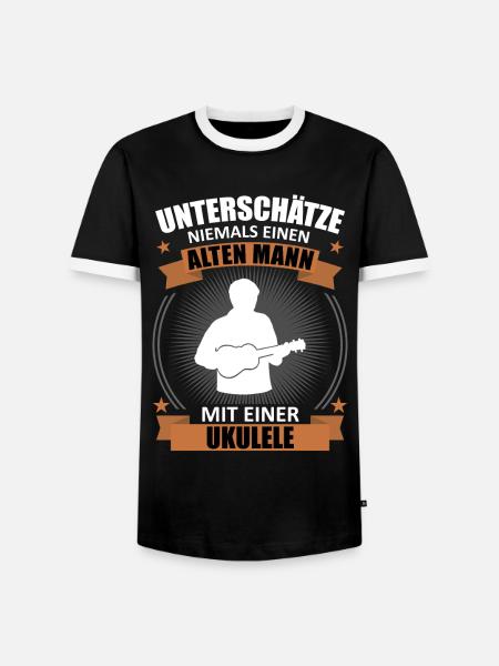 Old Man Ukulele Wisdom - Men's Ringer Shirt - black/white