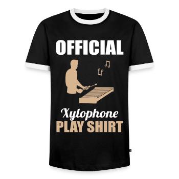 Xylophone Virtuoso Official Game Shirt - Men's Ringer Shirt - black/white - Front - AI Model Female 172 light (172cm) & AI Model Male 178 light (178cm)