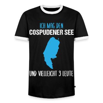 Cospudener See Mein Lieblingsort - Männer Kontrast-T-Shirt - Schwarz/Weiß - Vorne - AI Model Female 172 light (172cm) & AI Model Male 178 light (178cm)