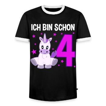Unicorn Glitter Party 4 Years of Magic - Men's Ringer Shirt - black/white - Front - AI Model Female 172 light (172cm) & AI Model Male 178 light (178cm)