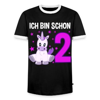 Zauberhaftes Einhorn 2 Jahre Fest - Männer Kontrast-T-Shirt - Schwarz/Weiß - Vorne - AI Model Female 172 light (172cm) & AI Model Male 178 light (178cm)