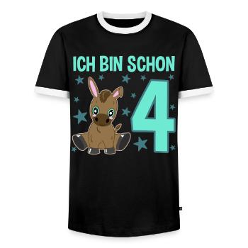 Four-year-old donkey: party and pure fun - Men's Ringer Shirt - black/white - Front - AI Model Female 172 light (172cm) & AI Model Male 178 light (178cm)