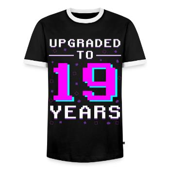 Gamer Jahrgang 19: Retro Spielmeister - Männer Kontrast-T-Shirt - Schwarz/Weiß - Vorne - AI Model Female 172 light (172cm) & AI Model Male 178 light (178cm)