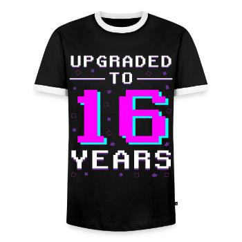 Sweet 16: Retro Gaming Legend - Men's Ringer Shirt - black/white - Front - AI Model Female 172 light (172cm) & AI Model Male 178 light (178cm)