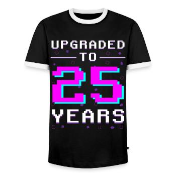 25 ans de l’anniversaire du Pixel Gamer Honor - T-shirt contrasté Homme - noir/blanc - Devant - AI Model Female 172 light (172cm) & AI Model Male 178 light (178cm)