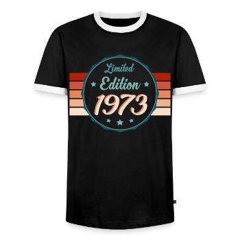 Retro Star 1973 - Édition Limitée Naissance - T-shirt contrasté Homme - noir/blanc - Devant - AI Model Female 172 light (172cm) & AI Model Male 178 light (178cm)