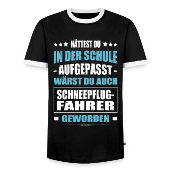 Hättest In Der Schule Aufgepasst Schneepflugfahrer - Männer Kontrast-T-Shirt - Schwarz/Weiß - Vorne - AI Model Female 172 light (172cm) & AI Model Male 178 light (178cm)