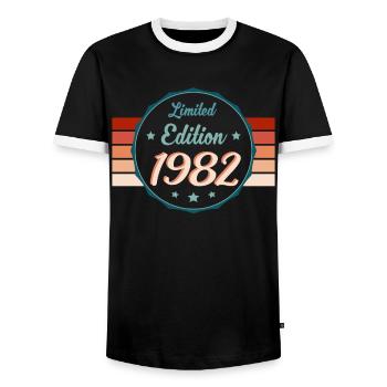 1982 Klassik Star - Un cadeau d’une classe à part - T-shirt contrasté Homme - noir/blanc - Devant - AI Model Female 172 light (172cm) & AI Model Male 178 light (178cm)