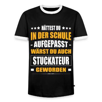 Hättest Du In Der Schule Aufgepasst Stuckateur Fun - Männer Kontrast-T-Shirt - Schwarz/Weiß - Vorne - AI Model Female 172 light (172cm) & AI Model Male 178 light (178cm)