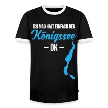Königssee, simply great - To be clear! - Men's Ringer Shirt - black/white - Front - AI Model Female 172 light (172cm) & AI Model Male 178 light (178cm)