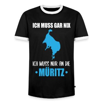 Müritz Necessity - Nothing Else Matters - Men's Ringer Shirt - black/white - Front - AI Model Female 172 light (172cm) & AI Model Male 178 light (178cm)