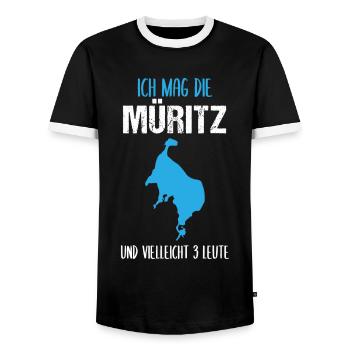 Müritz & 3 Friends - That's all it takes! - Men's Ringer Shirt - black/white - Front - AI Model Female 172 light (172cm) & AI Model Male 178 light (178cm)